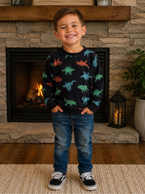 Cat & Jack Other - Cat & Jack Toddler Boys’ Black Fleece Crewneck Sweatshirt Size 5T - EUC